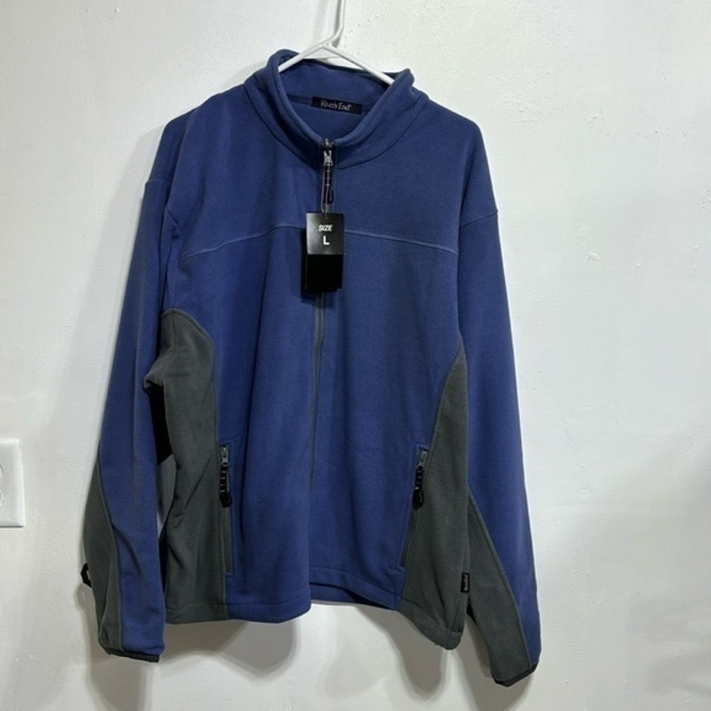 River's End Microfleece Jacket Mens Blue Casual Athletic Outerwear  coat Large